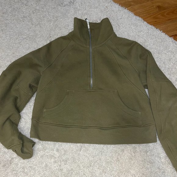 lululemon oversized scuba half zip funnel neck bronze green xs/s - Picture 1 of 6
